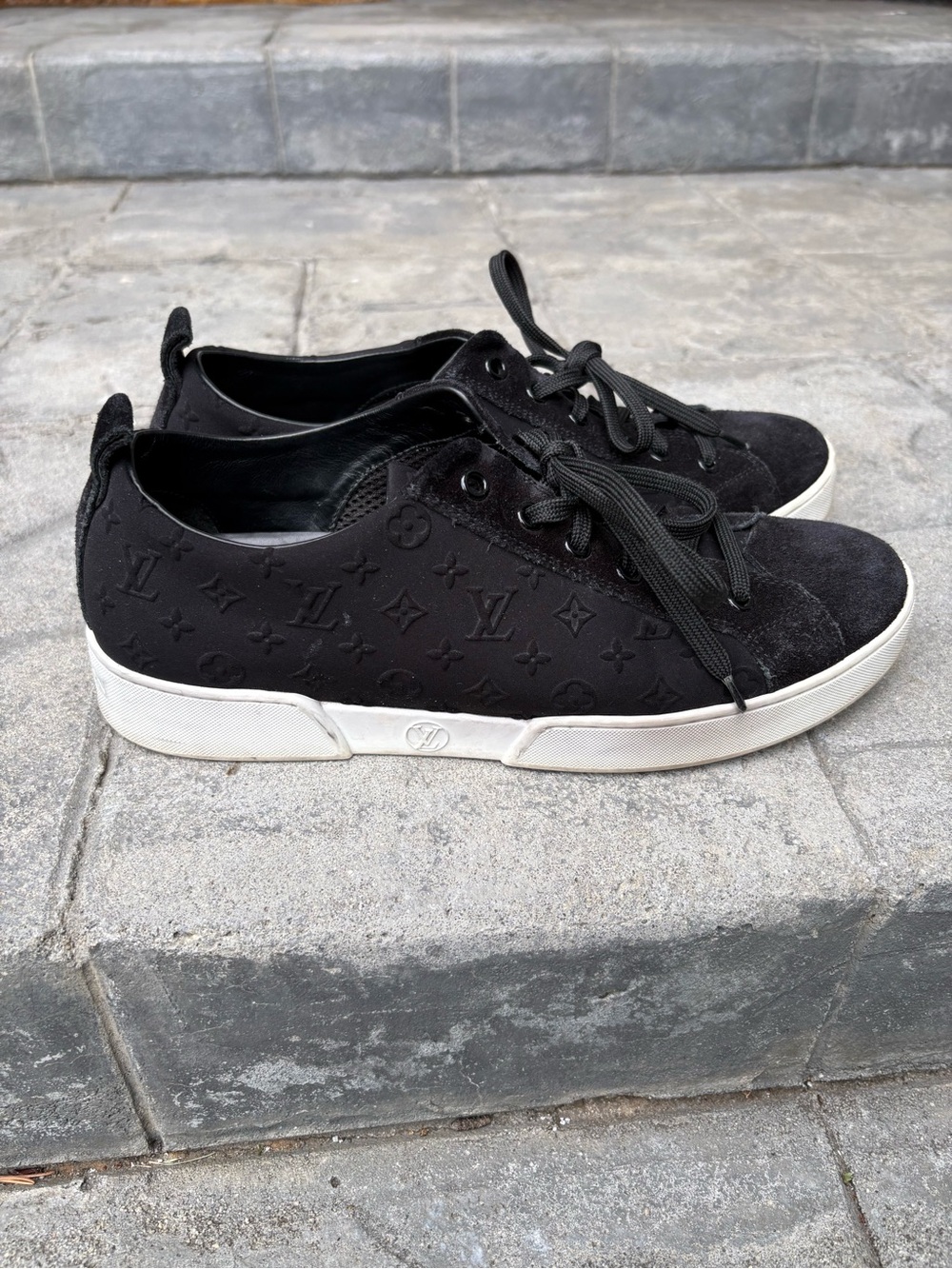Louis Vuitton Women’s Black Suede Logo Sneakers - Picture 3 of 9